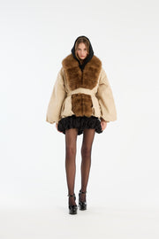 Creme Faux Fur Collar Jacket