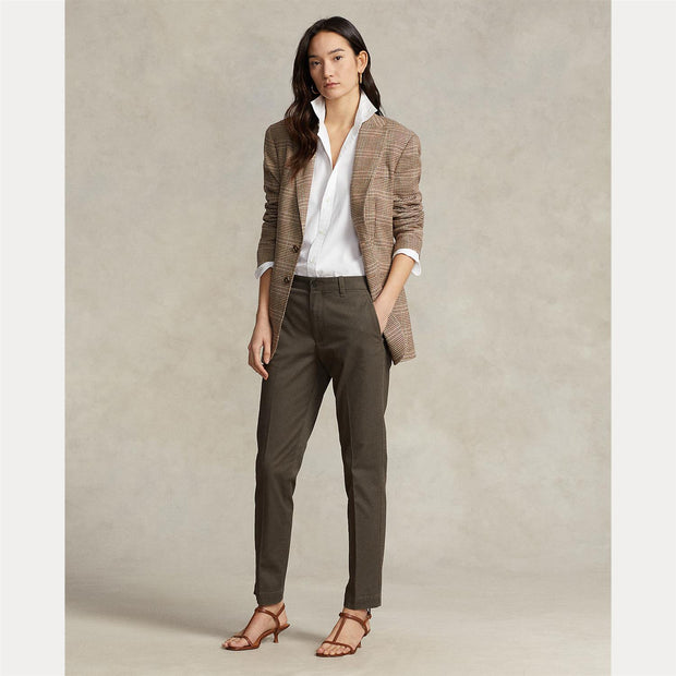 Olive Cropped Slim Fit Twill Chino Pant - Stilshoppen