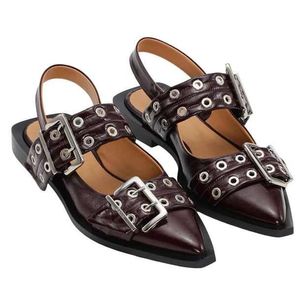 Burgunder Feminine Buckle Ballerina Naplack