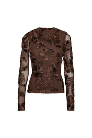 Brun Flower Mesh LS Top