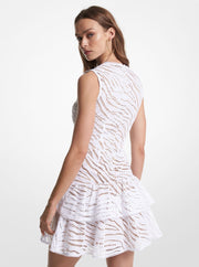 Hvit Zebra Eyelet Cotton Dress - Stilshoppen