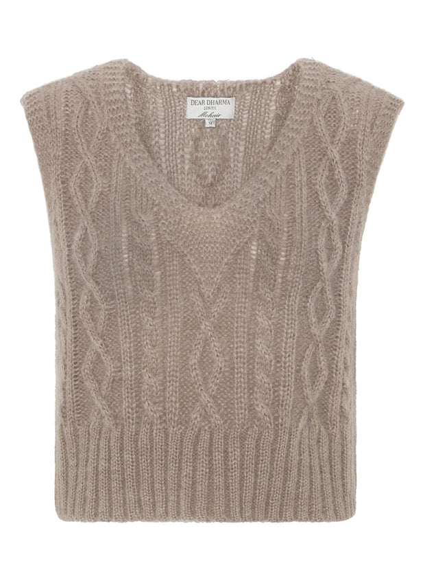 Taupe Cable vest - Stilshoppen