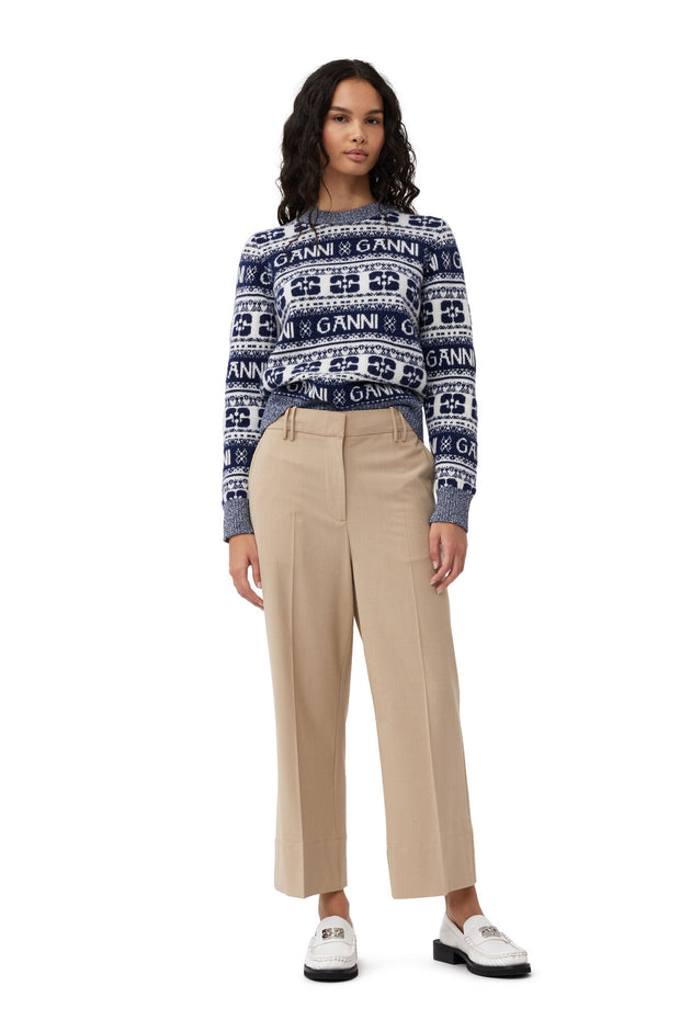 Blå Logo Wool Mix O-neck pullower