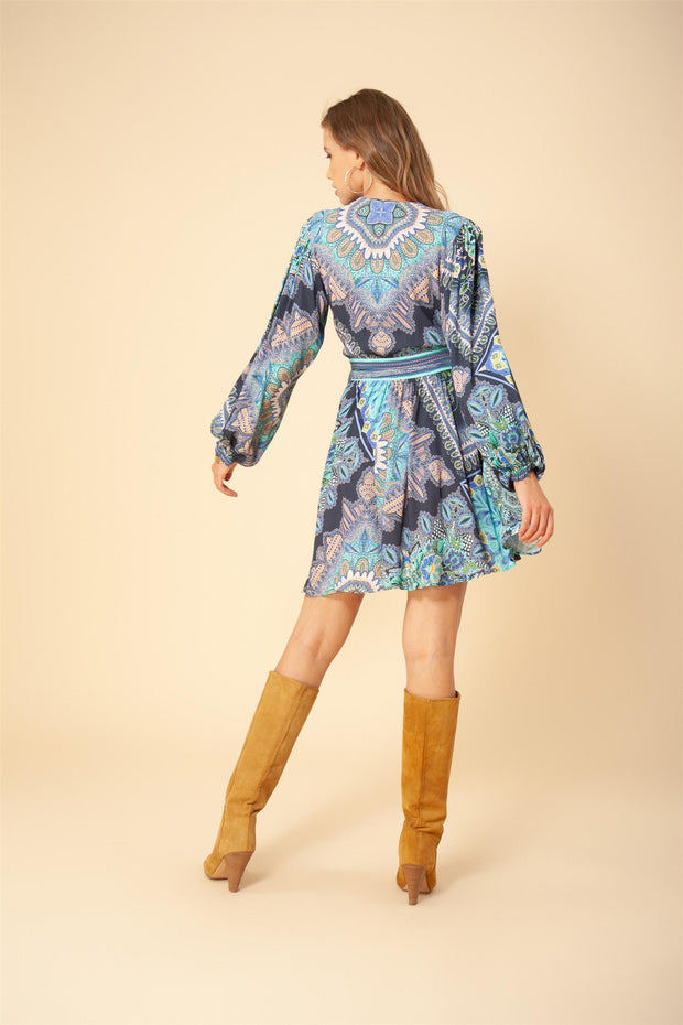 Blå Veronika Wrap Dress
