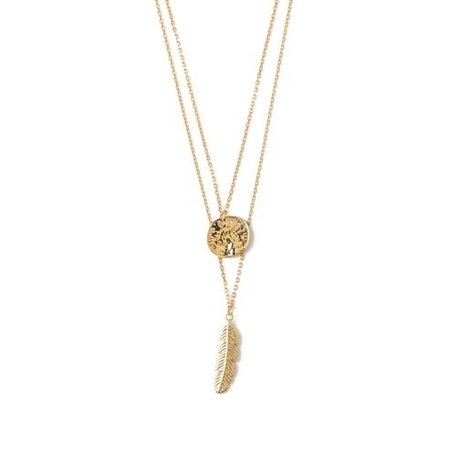 Gull Coin & Feather 2R neck smykke