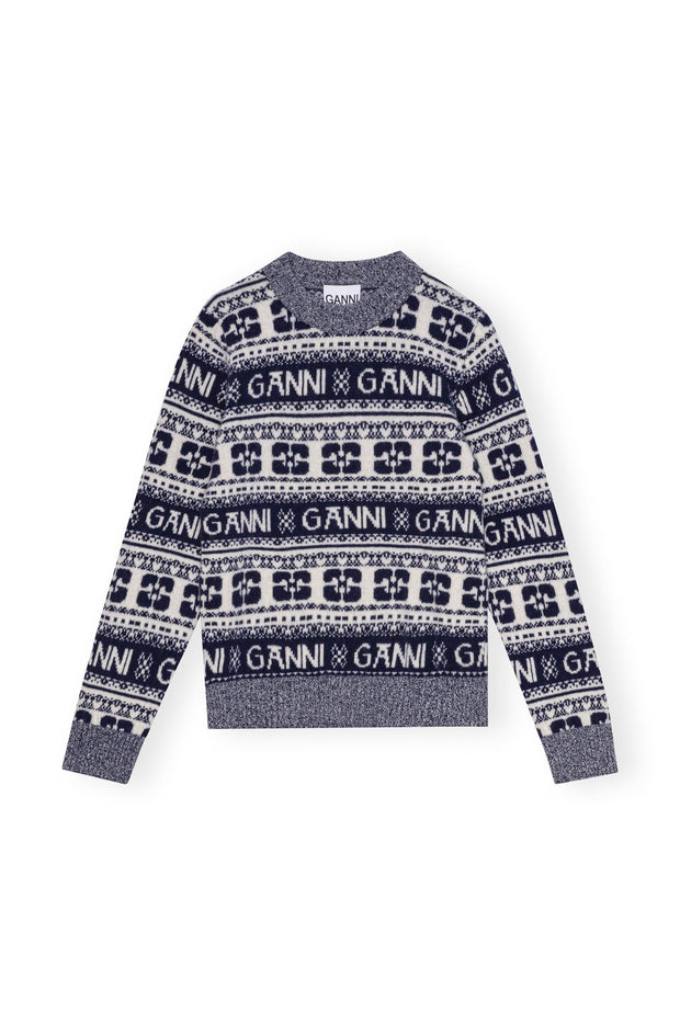 Blå Logo Wool Mix O-neck pullower