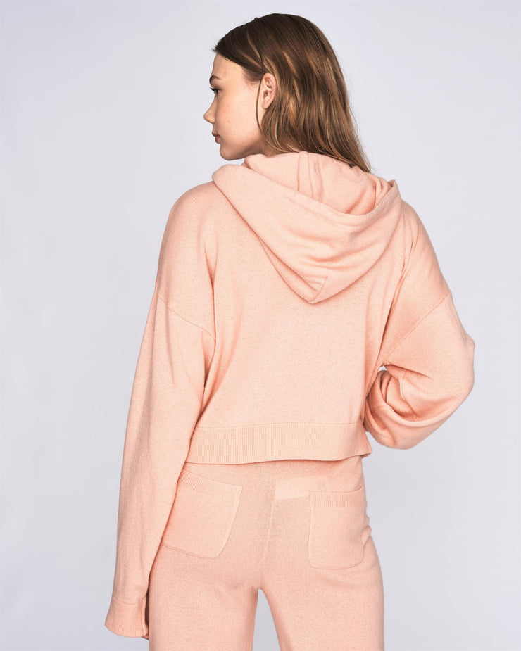Pale Pink Knitted Zip Through Hoodie