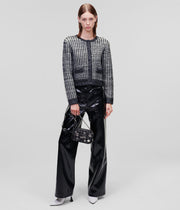 Sort/hvit Boucle Knit Cardigan - Stilshoppen
