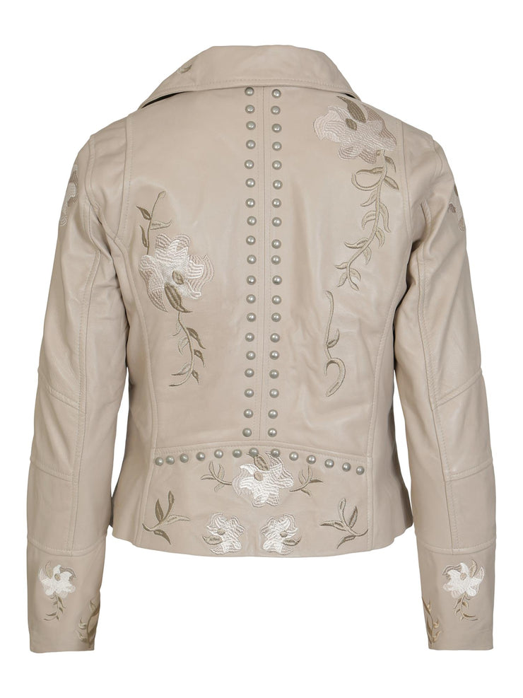 Sand Embroidery Leather Jacket