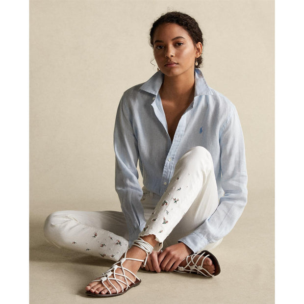 Lyseblå  Relaxed linen shirt - Stilshoppen