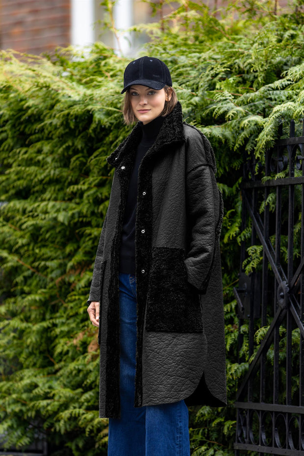 Sort Reverable fur coat - Stilshoppen