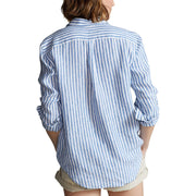 Lyseblå/hvit Relaxed Fit Striped Linen Shirt