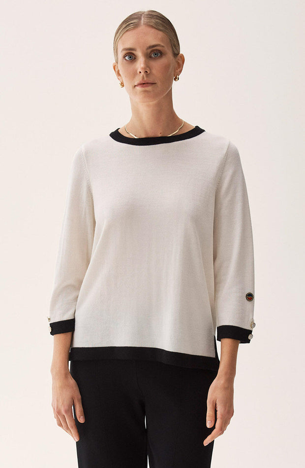 Ecru/Black Helen top