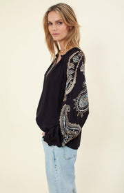 Sort Elisa Blouse W Embrodery - Stilshoppen