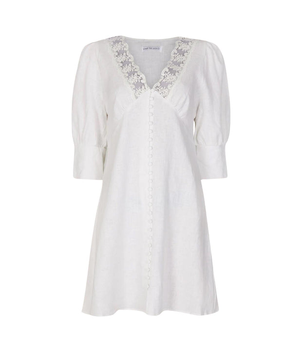 White Kit Short Linen Dress