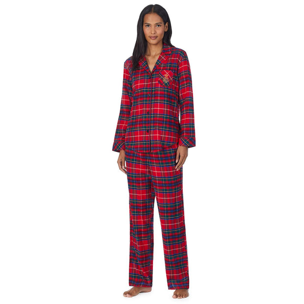 Rød Notch Collar Longpant PJ set - Stilshoppen