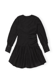 Black Stretch Seersucker Gathered Mini Dress - Stilshoppen