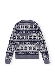 Blå Logo Wool Mix O-neck pullower