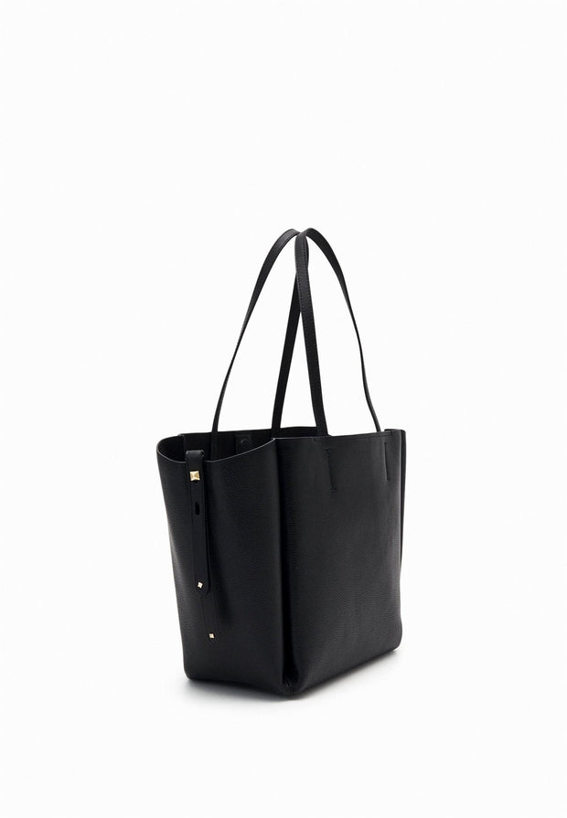 Sort Freya Large Pebbled Leather bag - Stilshoppen