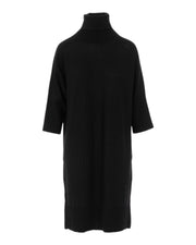 Sort Merino wide turtleneck dress - Stilshoppen