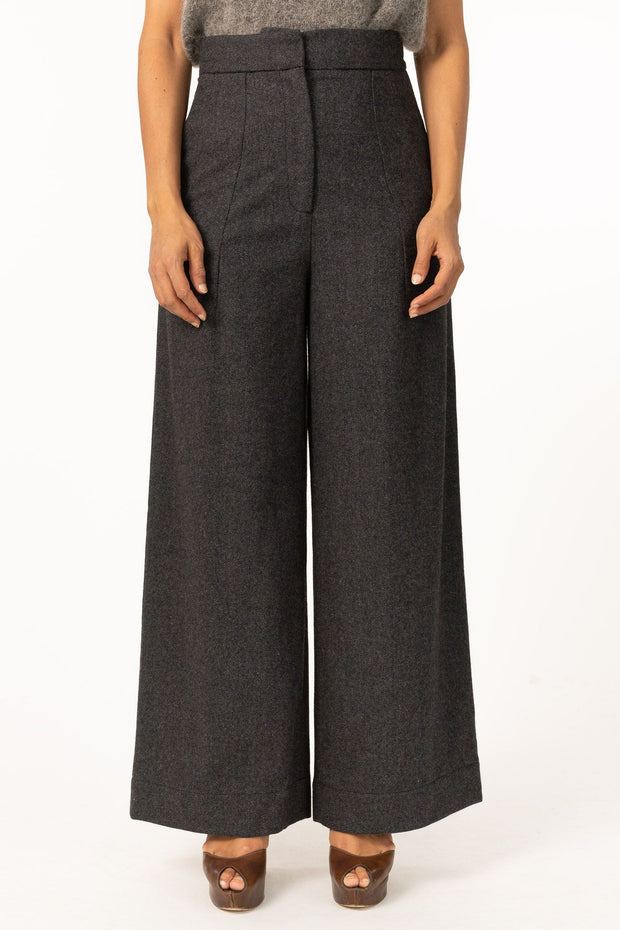 Charcoal Tweed Wide Leg pants - Stilshoppen