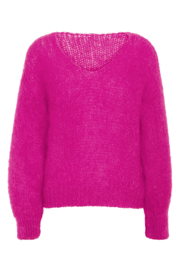 Neon Pink Milana LS Mohair Knit - Stilshoppen