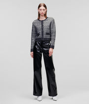 Sort/hvit Boucle Knit Cardigan - Stilshoppen