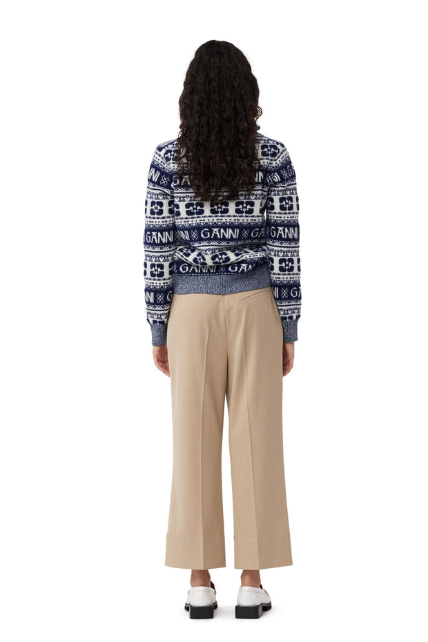 Blå Logo Wool Mix O-neck pullower