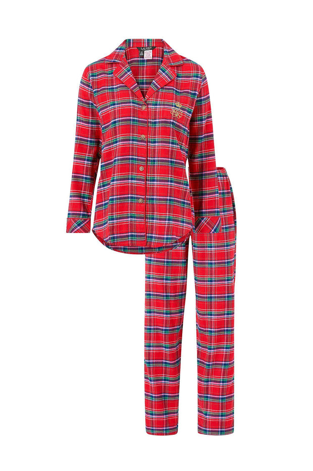 Rød Notch Collar Longpant PJ set - Stilshoppen