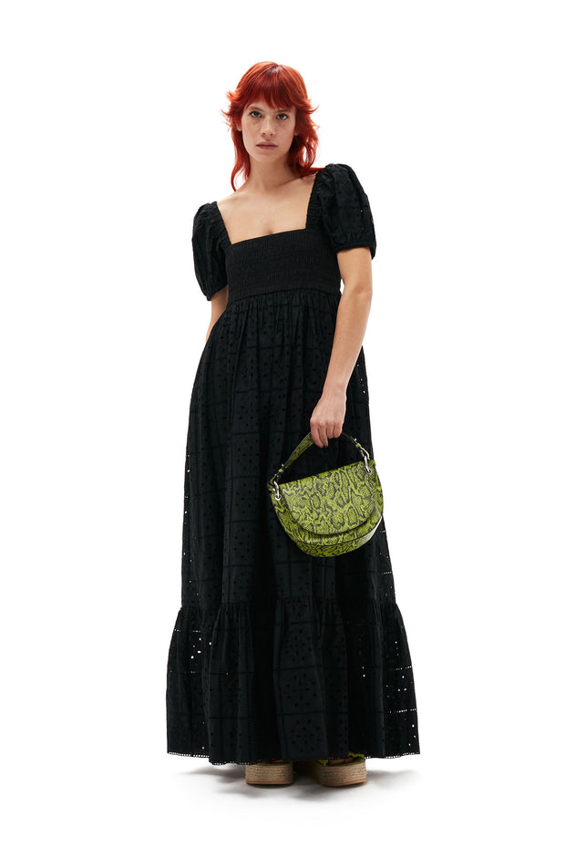 Sort Broderie Anglaise Maxi Dress