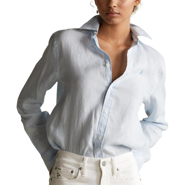 Lyseblå  Relaxed linen shirt - Stilshoppen