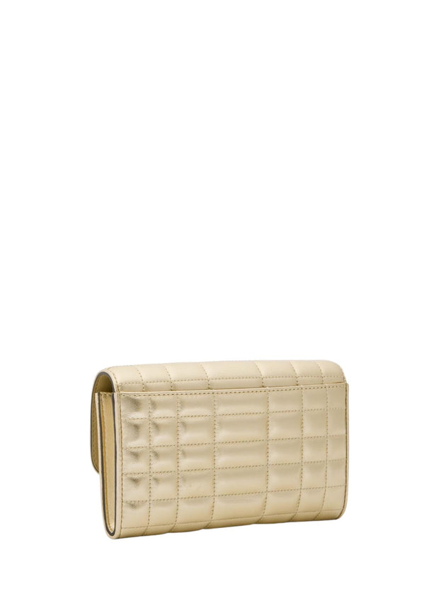 Pale Gold Tribeca Large Metallic Leather Convertible Crossbody Bag - Stilshoppen