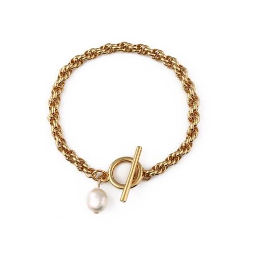 Gull PEARL & T-BAR ROPE CHAIN BRACELET - Stilshoppen