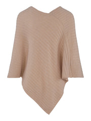 Light sand Cashmere cable poncho - Stilshoppen