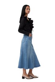 Sort Cotton Poplin Ruffle V-neck blouse