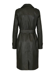 Olive Leather Trench Coat - Stilshoppen