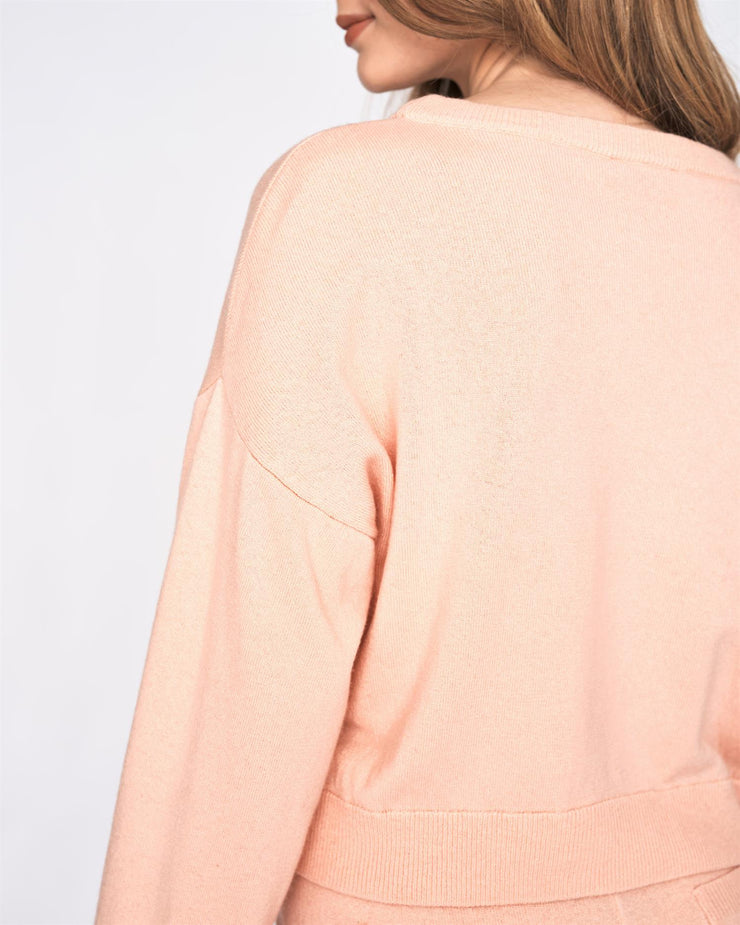 Pale Pink Knitted Crew Neck Sweat