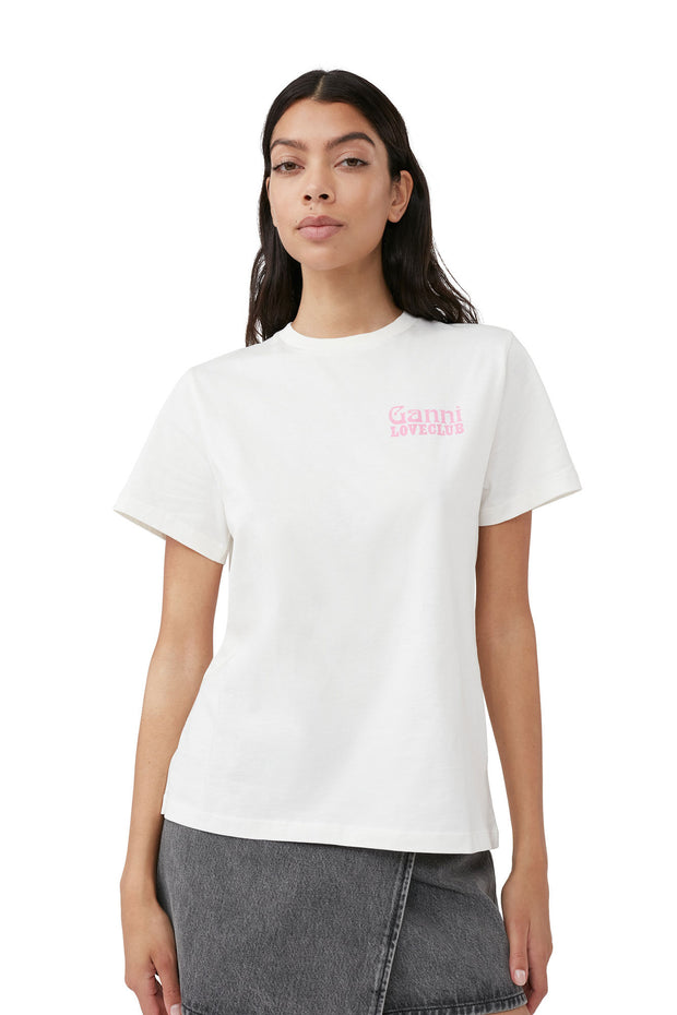 Offwhite Basic Jersey Loveclub Relaxed T-shirt - Stilshoppen