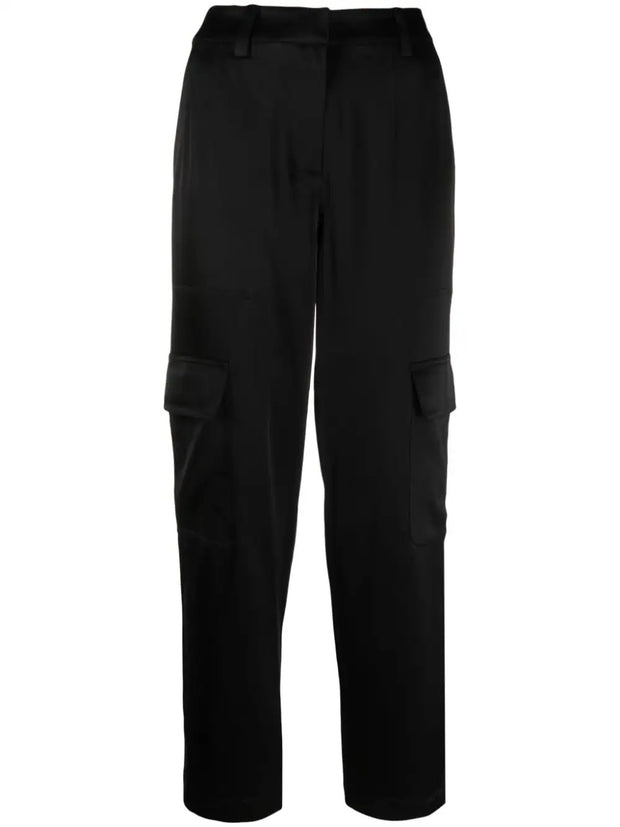 Black Satin Cargo Pant - Stilshoppen