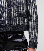 Sort/hvit Boucle Knit Cardigan - Stilshoppen