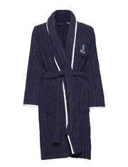 Navy Cable Terry Shawl Collar Robe