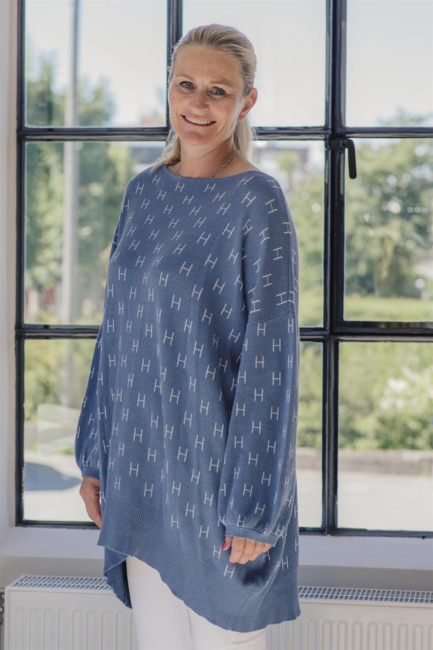 Blå FAM Boatneck Sweater - Stilshoppen