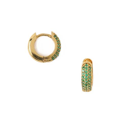 Gull Emerald Pave Huggie Hoops - Stilshoppen