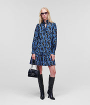 Blå Orchid Printed silk dress - Stilshoppen