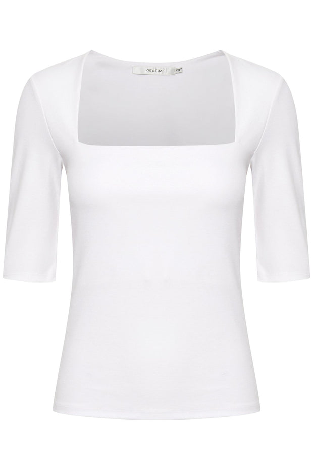 Hvit MelbaGZ squareneck tee - Stilshoppen