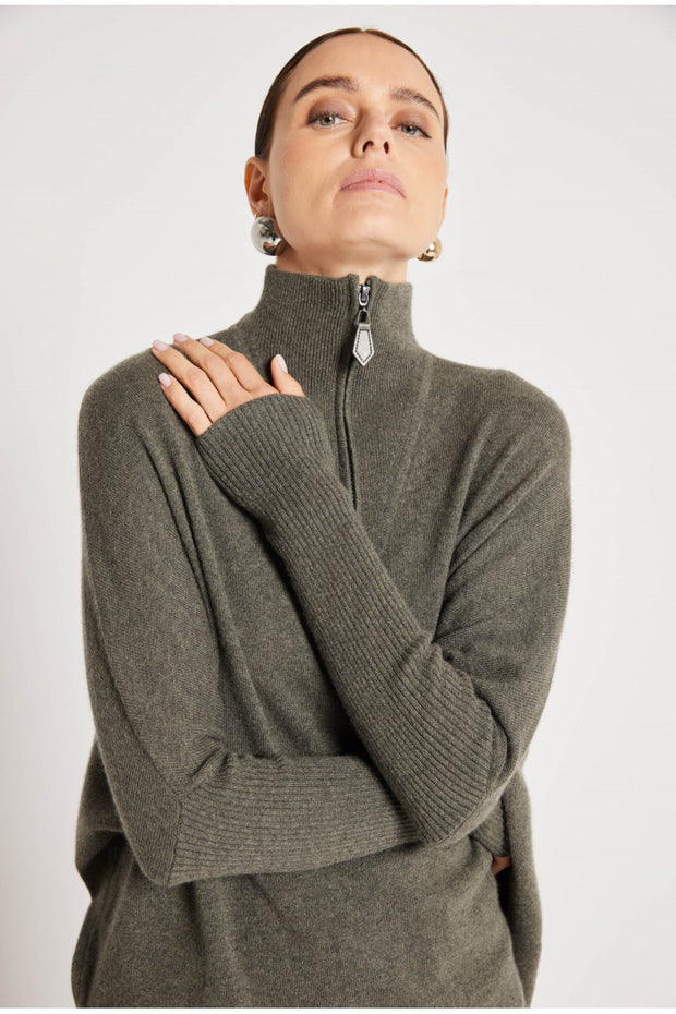 Brun Poncho Col Camionneur ML - Stilshoppen