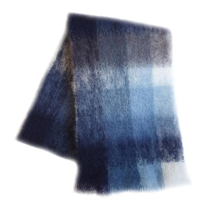 Blue Mohair Fluffy Scarf