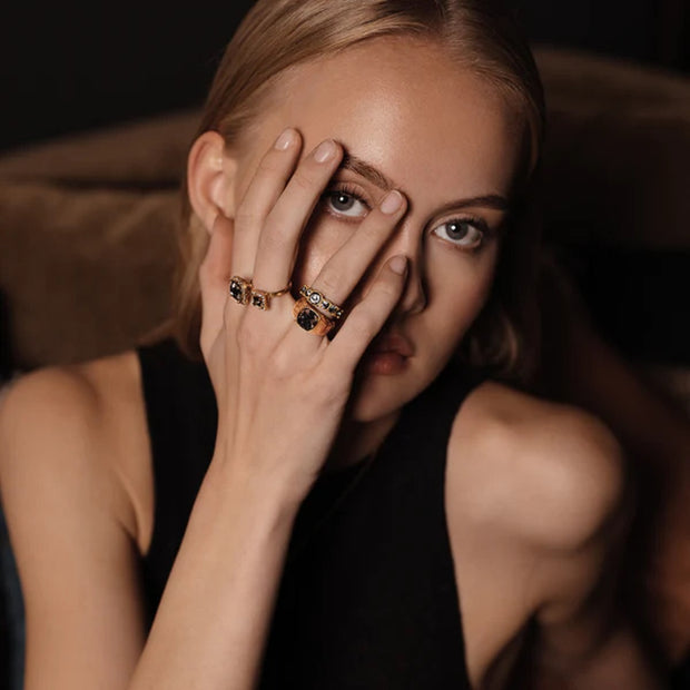 Navy/Clear Tamara Swarovski Justerbar ring - Stilshoppen