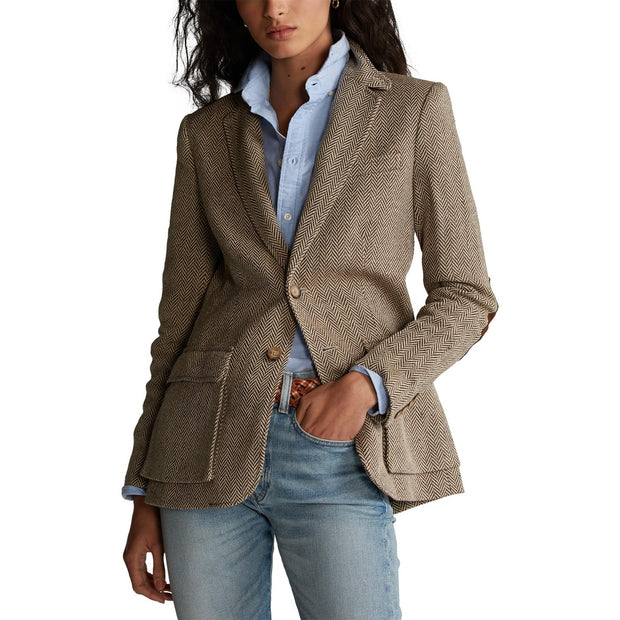 Brown/Tan Herringbone blazer - Stilshoppen