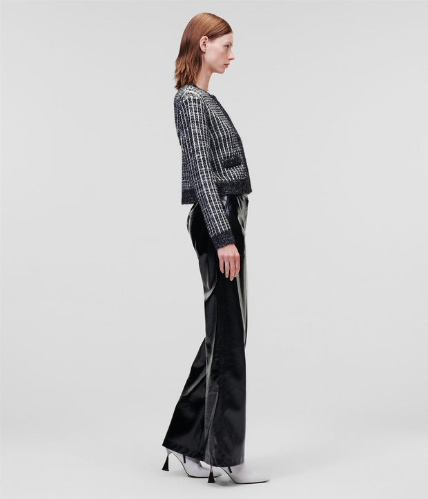 Sort/hvit Boucle Knit Cardigan - Stilshoppen